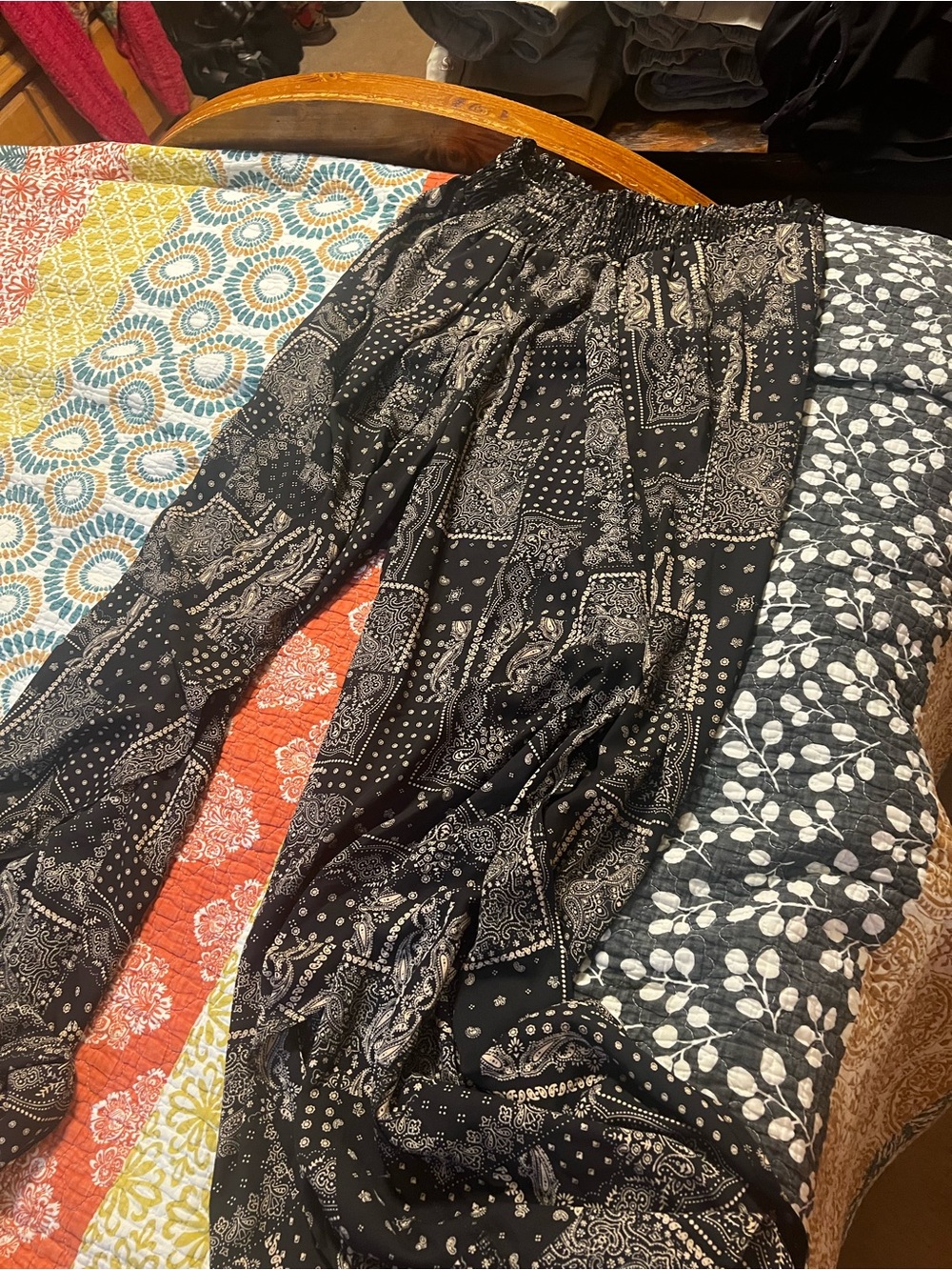 **Black Bandana Print Wide-Leg Pants* buy 3 items for $25